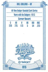 1990 Target Dodgers #915 Bill Collins Back