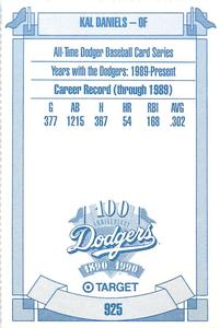 1990 Target Dodgers #925 Kal Daniels Back