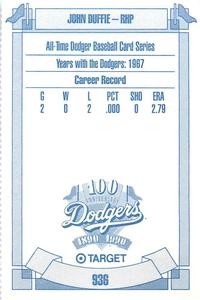 1990 Target Dodgers #936 John Duffie Back