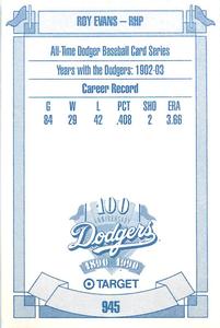 1990 Target Dodgers #945 Roy Evans Back