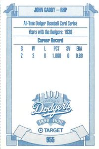 1990 Target Dodgers #955 John Gaddy Back