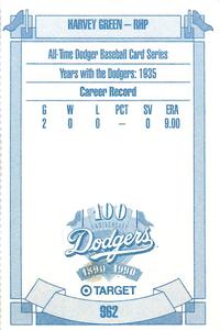 1990 Target Dodgers #962 Harvey Green Back