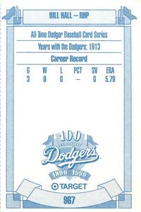 1990 Target Dodgers #967 Bill Hall Back