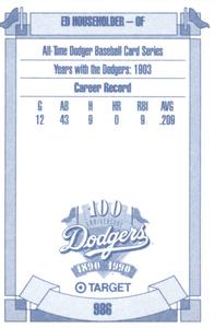 1990 Target Dodgers #986 Ed Householder Back