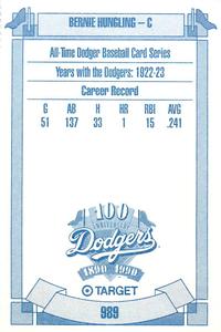 1990 Target Dodgers #989 Bernard Hungling Back