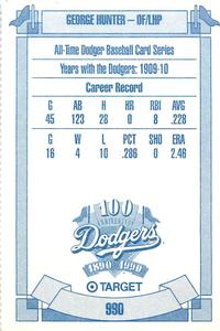 1990 Target Dodgers #990 George Hunter Back