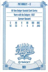1990 Target Dodgers #991 Pat Hurley Back