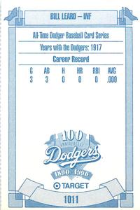 1990 Target Dodgers #1011 Bill Leard Back