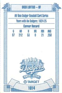 1990 Target Dodgers #1014 Dick Loftus Back