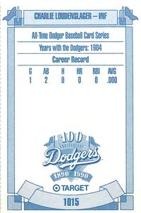 1990 Target Dodgers #1015 Charlie Loudenslager Back