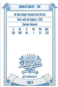 1990 Target Dodgers #1017 Charlie Malay Back