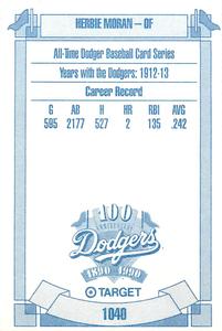 1990 Target Dodgers #1040 Herbie Moran Back
