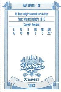 1990 Target Dodgers #1073 Hap Smith Back
