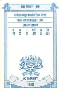 1990 Target Dodgers #1078 Bill Steele Back