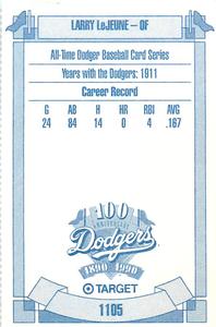 1990 Target Dodgers #1105 Larry LeJeune Back