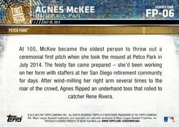 2015 Topps - First Pitch #FP-06 Agnes McKee Back
