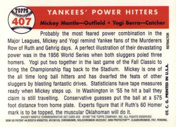1997 Topps - Mickey Mantle Commemorative Reprints Finest Refractor #23 Yankees' Power Hitters (Mickey Mantle / Yogi Berra) Back