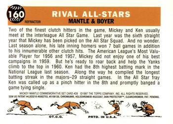 1997 Topps - Mickey Mantle Commemorative Reprints Finest Refractor #28 Rival All Stars (Mickey Mantle / Ken Boyer) Back