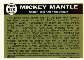1997 Topps - Mickey Mantle Commemorative Reprints Finest Refractor #32 Mickey Mantle Back