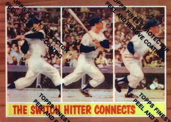 1997 Topps - Mickey Mantle Commemorative Reprints Finest Refractor #34 The Switch Hitter Connects Front
