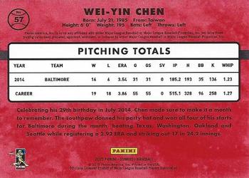 2015 Donruss #57 Wei-Yin Chen Back