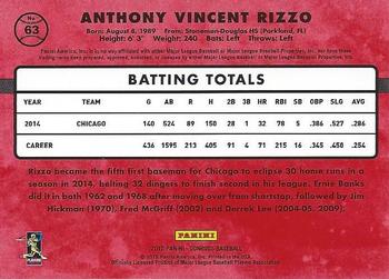 2015 Donruss #63 Anthony Rizzo Back