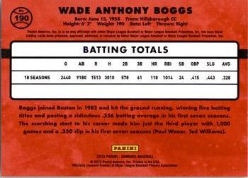 2015 Donruss #190 Wade Boggs Back