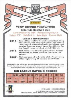 2015 Donruss #228 Troy Tulowitzki Back