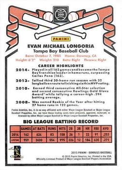 2015 Donruss #209 Evan Longoria Back