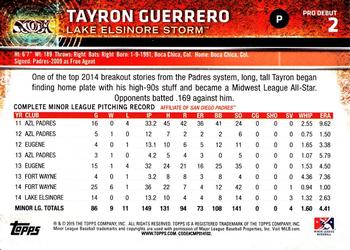 2015 Topps Pro Debut #2 Tayron Guerrero Back