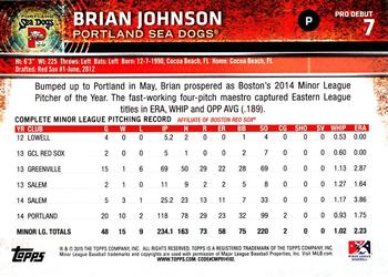 2015 Topps Pro Debut #7 Brian Johnson Back