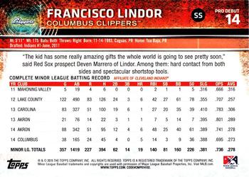 2015 Topps Pro Debut #14 Francisco Lindor Back