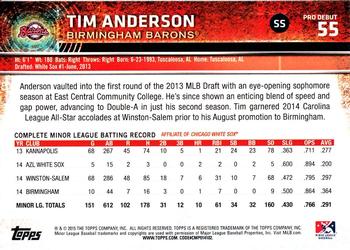 2015 Topps Pro Debut #55 Tim Anderson Back