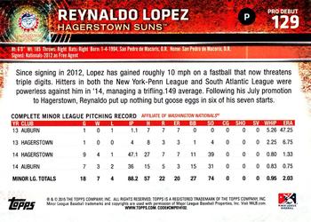 2015 Topps Pro Debut #129 Reynaldo Lopez Back