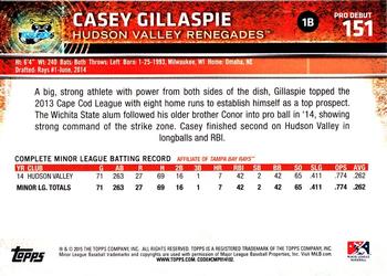2015 Topps Pro Debut #151 Casey Gillaspie Back