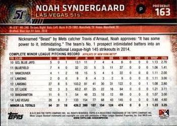 2015 Topps Pro Debut #163 Noah Syndergaard Back