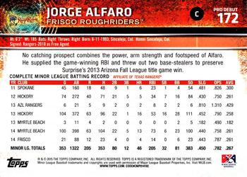 2015 Topps Pro Debut #172 Jorge Alfaro Back