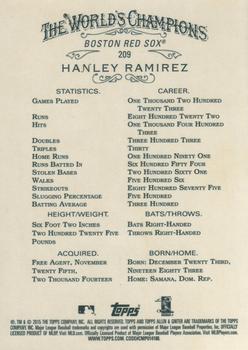2015 Topps Allen & Ginter #209 Hanley Ramirez Back