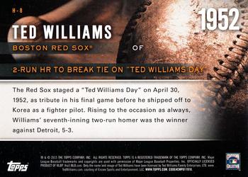 2015 Topps - Highlight of the Year #H-8 Ted Williams Back