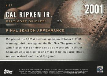 2015 Topps - Highlight of the Year #H-27 Cal Ripken Jr. Back