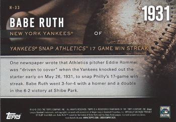 2015 Topps - Highlight of the Year #H-33 Babe Ruth Back
