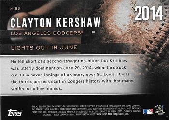 2015 Topps - Highlight of the Year #H-60 Clayton Kershaw Back