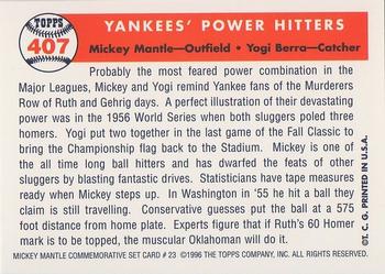 1997 Topps - Mickey Mantle Commemorative Reprints #23 Yankees' Power Hitters (Mickey Mantle / Yogi Berra) Back