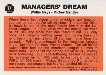 1997 Topps - Mickey Mantle Commemorative Reprints #33 Managers' Dream (Mickey Mantle / Willie Mays) Back
