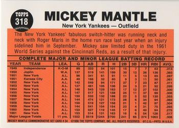 1997 Topps - Mickey Mantle Commemorative Reprints #34 The Switch Hitter Connects Back