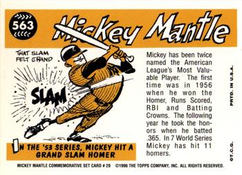 1997 Topps - Mickey Mantle Commemorative Reprints #29 Mickey Mantle Back
