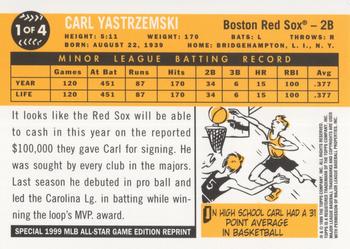 1999 All-Star FanFest Tribute to Carl Yastrzemski #1 Carl Yastrzemski Back