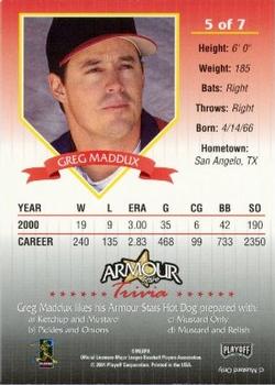 2001 Playoff Armour Trivia #5 Greg Maddux Back