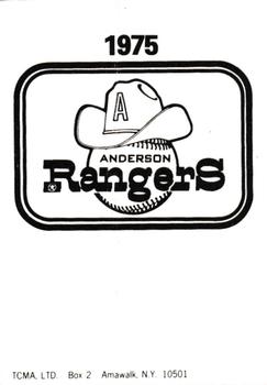 1975 TCMA Anderson Rangers #NNO Ed Nottle Back
