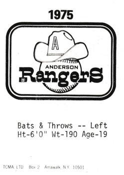 1975 TCMA Anderson Rangers #NNO Terry Olson Back